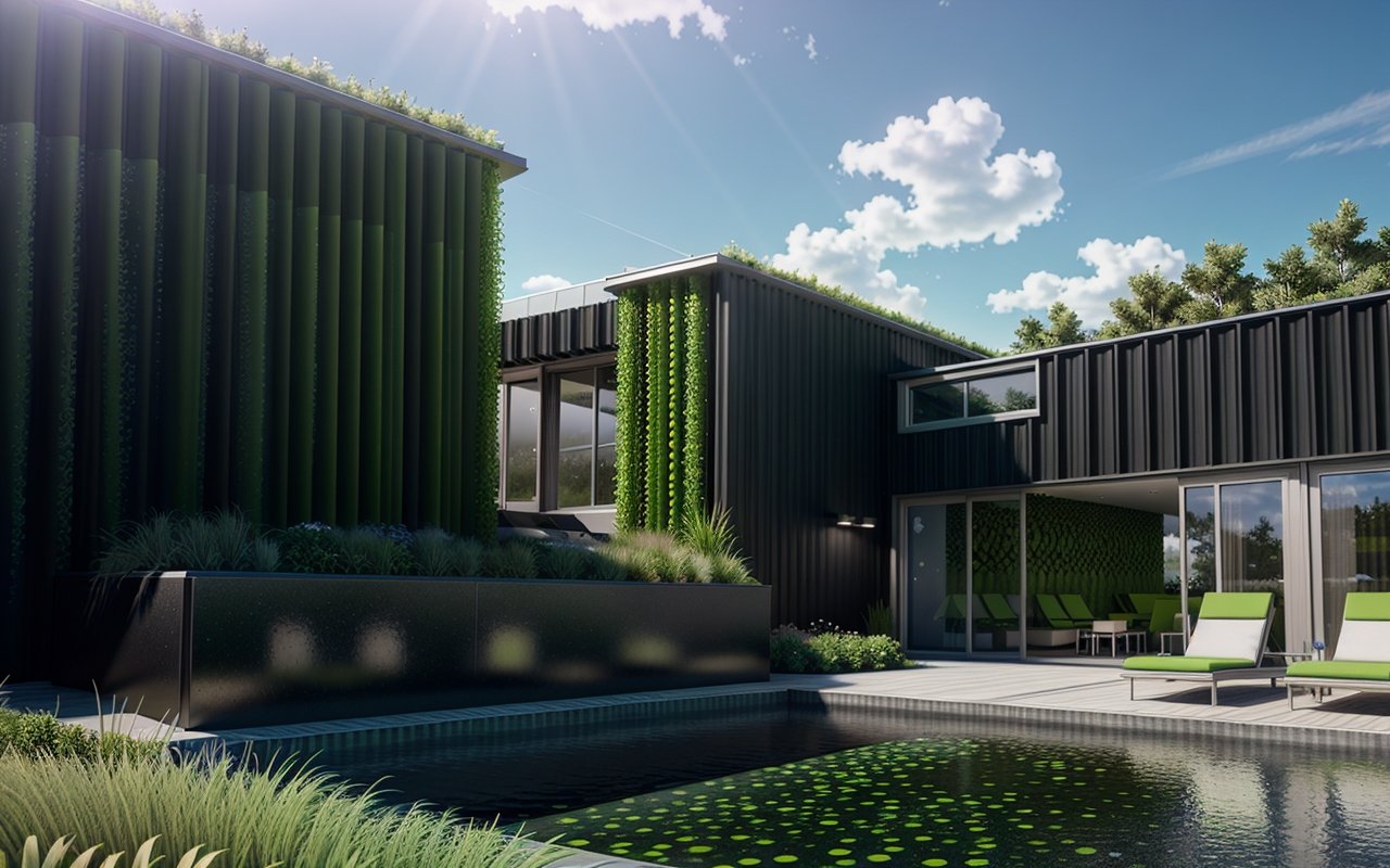 Зеленые кровли с микроводорослями для очистки воздуха и генерации биотоплива - Модульные дома 00046 2978778687